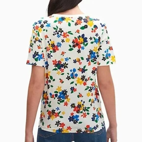 Kate Spade Sailing White Floral Logo Crewneck T-shirt - Picture 2 of 7